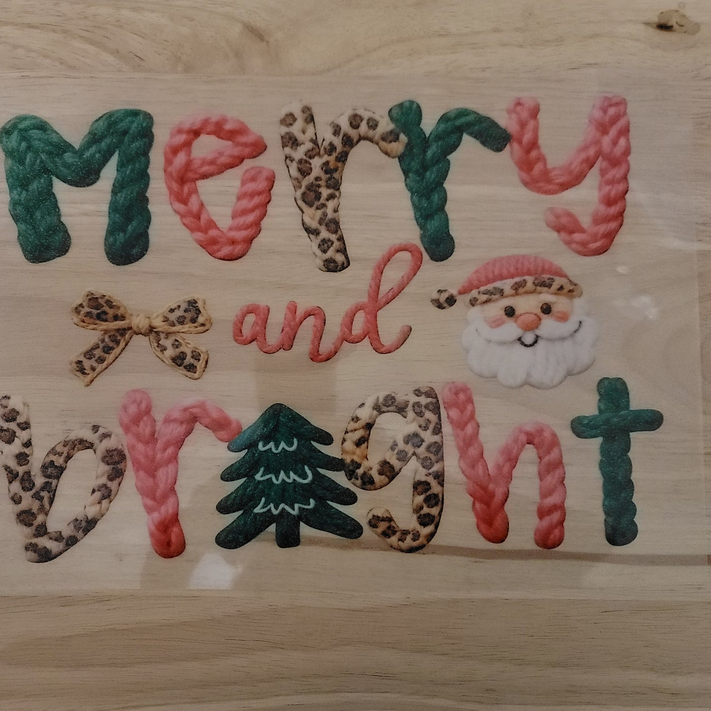 12x12 Glitter Embroidery DTF Transfer Merry and Bright Print
